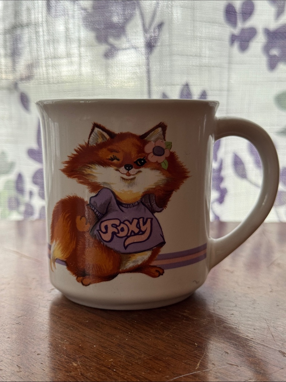 Foxy Fox Illustration Ceramic Mug in White and Orange - Unknown Brand